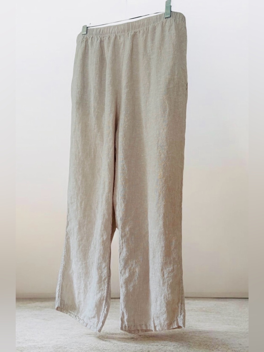 Joie Cotton Linen Wide Leg Palazzo Pants Cream Beige Size Large